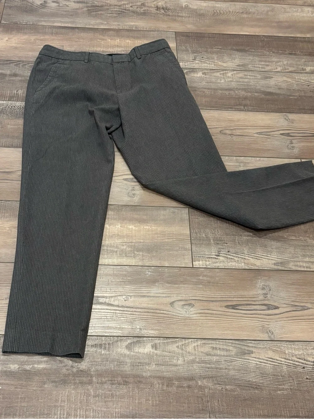 Men's Charcoal Pinstripe Dress Pants - Classic Tailored Fit  A/X Armani Exchange